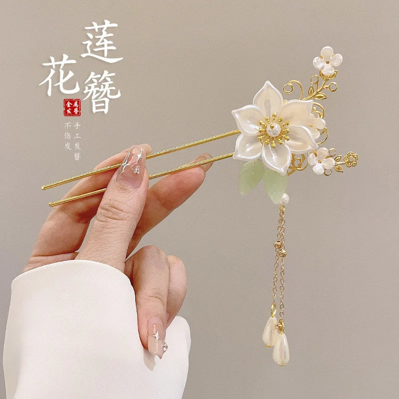 โจ Elegant Chinese Style Flower Tassel Hairpin โ Romantic Alloy Hair Accessory ๐ท ุฏุจูุณ ุดุนุฑ ุฃููู ุจุทุฑุงุฒ ุตููู ุชูููุฏู โ ู
ุฒูู ุจุฒููุฑ ูู
ุนููุงุช ุฑูู
ุงูุณูุฉ ู
ู ุงูู
ุนุฏู