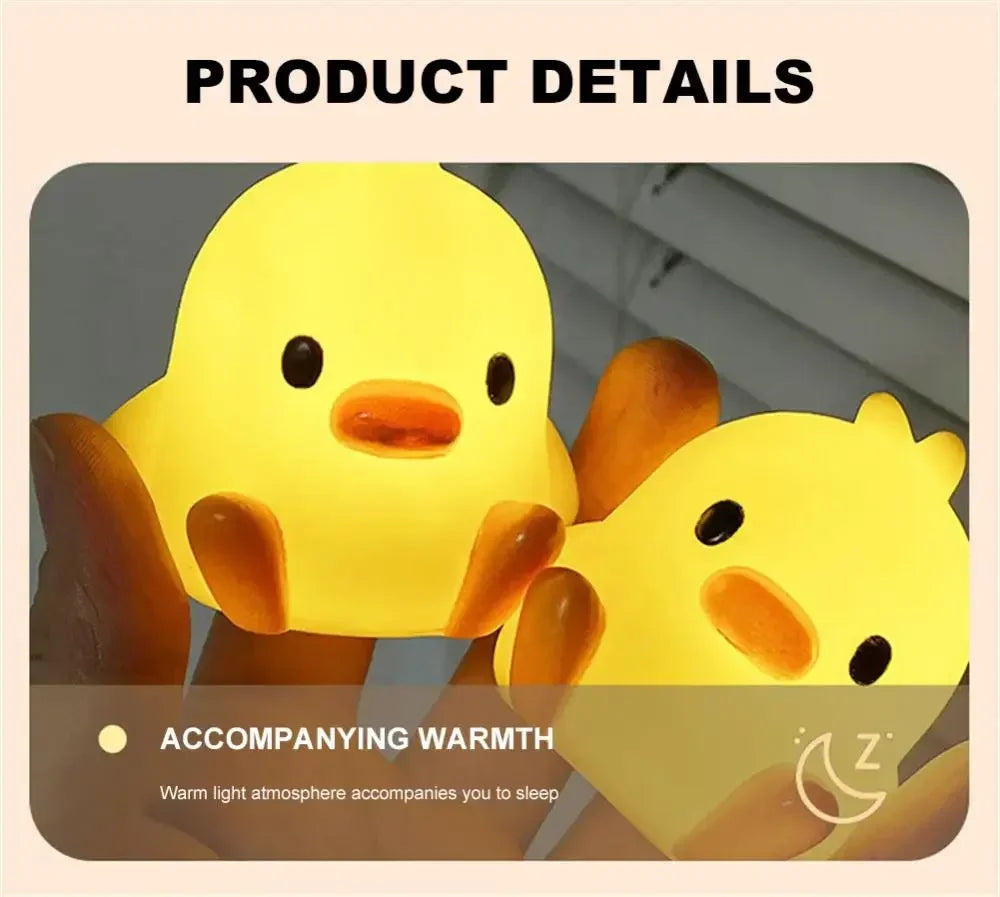Little Yellow Duck Night Light – Cute Cartoon Bedside Lamp for Kids | مصباح بطة صفراء صغيرة ليلي – لمبة كرتونية لطيفة بجانب السرير للأطفال