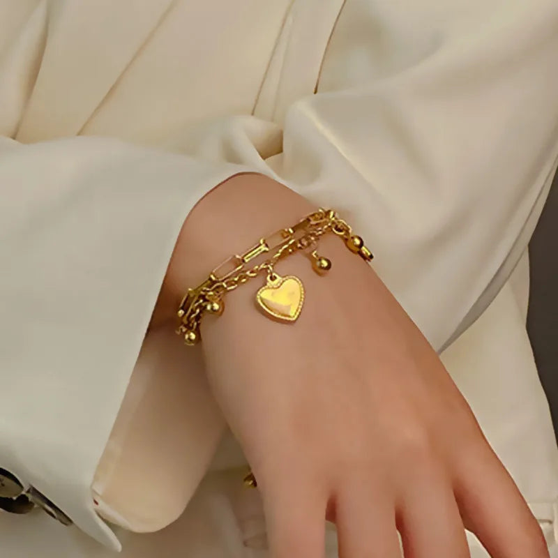1PC Women's Fashion Trend Zinc Alloy Multilayer Steel Ball Love Bracelet Travel, Date, Banquet, Party, Festival Dressing Gifts