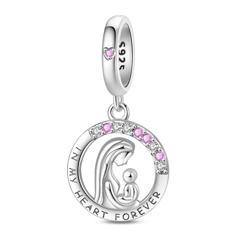 ✨ 925 Sterling Silver Mom & Daughter Heart Charm – Fits Pandora Bracelets 🔷 تعليقة قلب للأم والابنة من الفضة الإسترلينية 925 – مناسبة لأساور باندورا