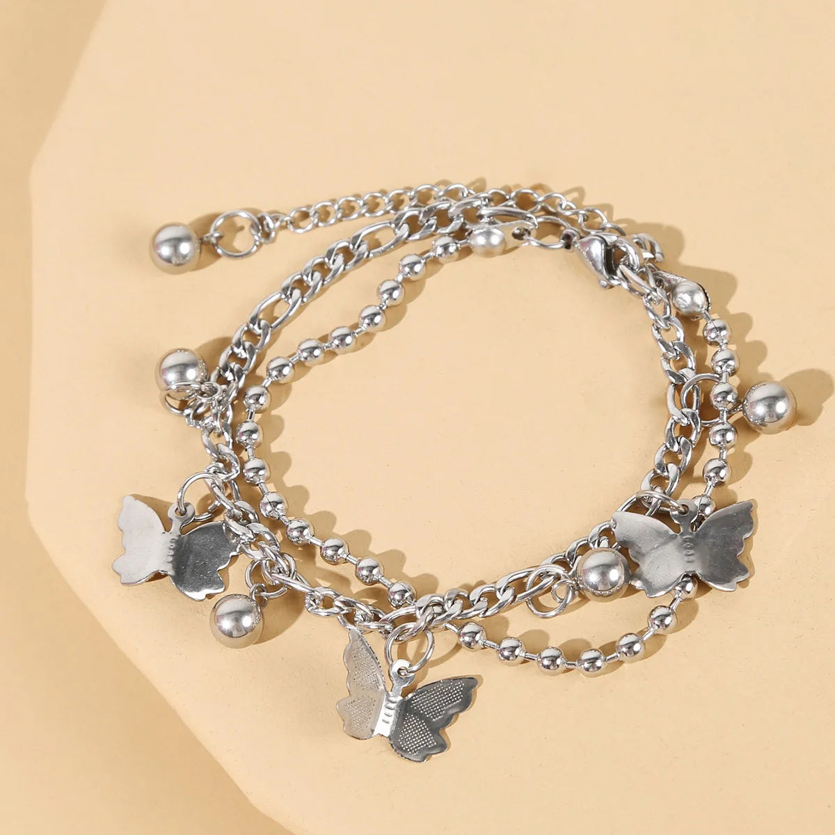 1PC Women's Fashion Trend Zinc Alloy Multilayer Steel Ball Love Bracelet Travel, Date, Banquet, Party, Festival Dressing Gifts