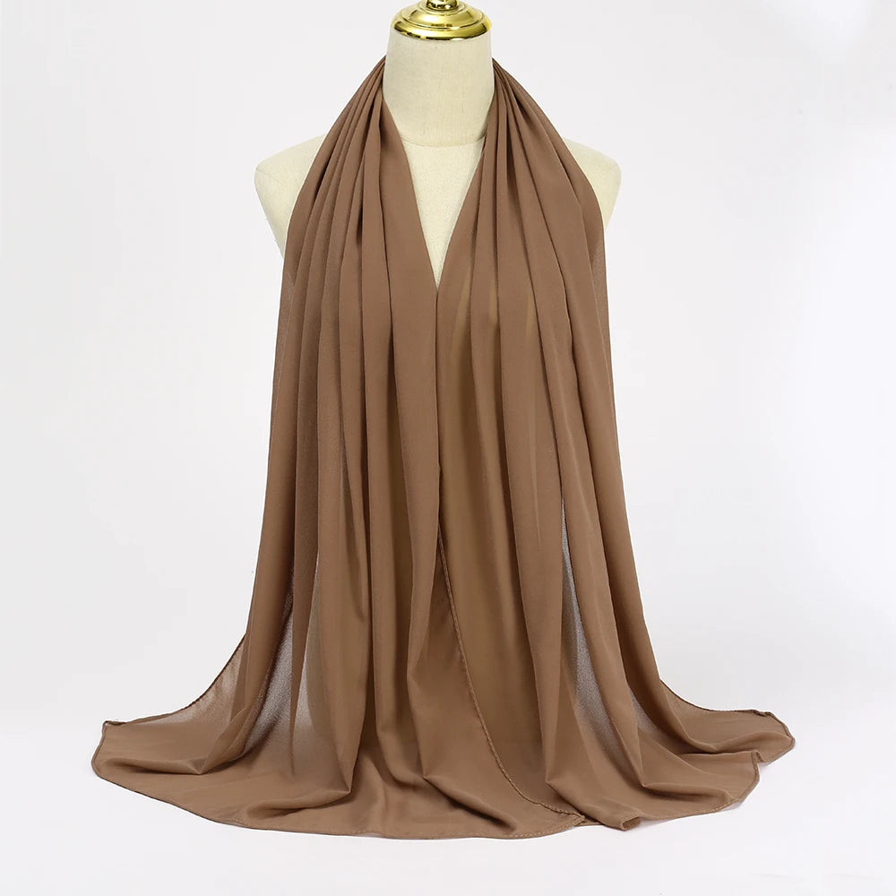 🌙 Muslim Chiffon Hijab Scarf for Women 🧣 – Solid Color Long Head Wrap Lightweight Veil | حجاب شيفون نسائي طويل – شال سادة بألوان أنيقة وخامة خفيفة