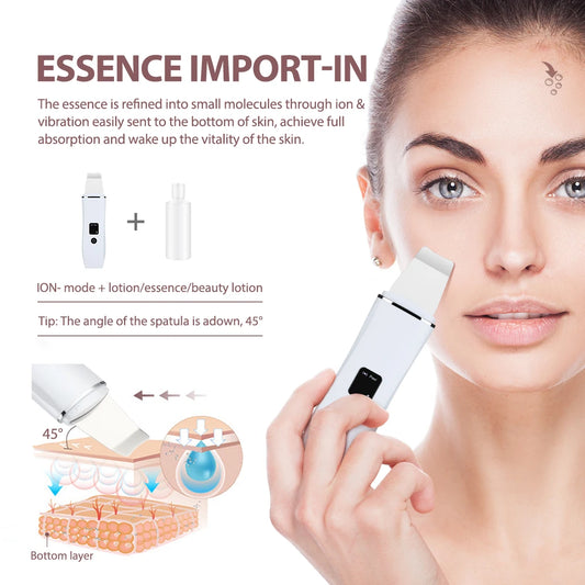 جهاز تنظيف البشرة بالموجات فوق الصوتية – 4 أوضاع لتنقية المسام | Ultrasonic Skin Scrubber – Deep Pore Cleaner (4 Modes)