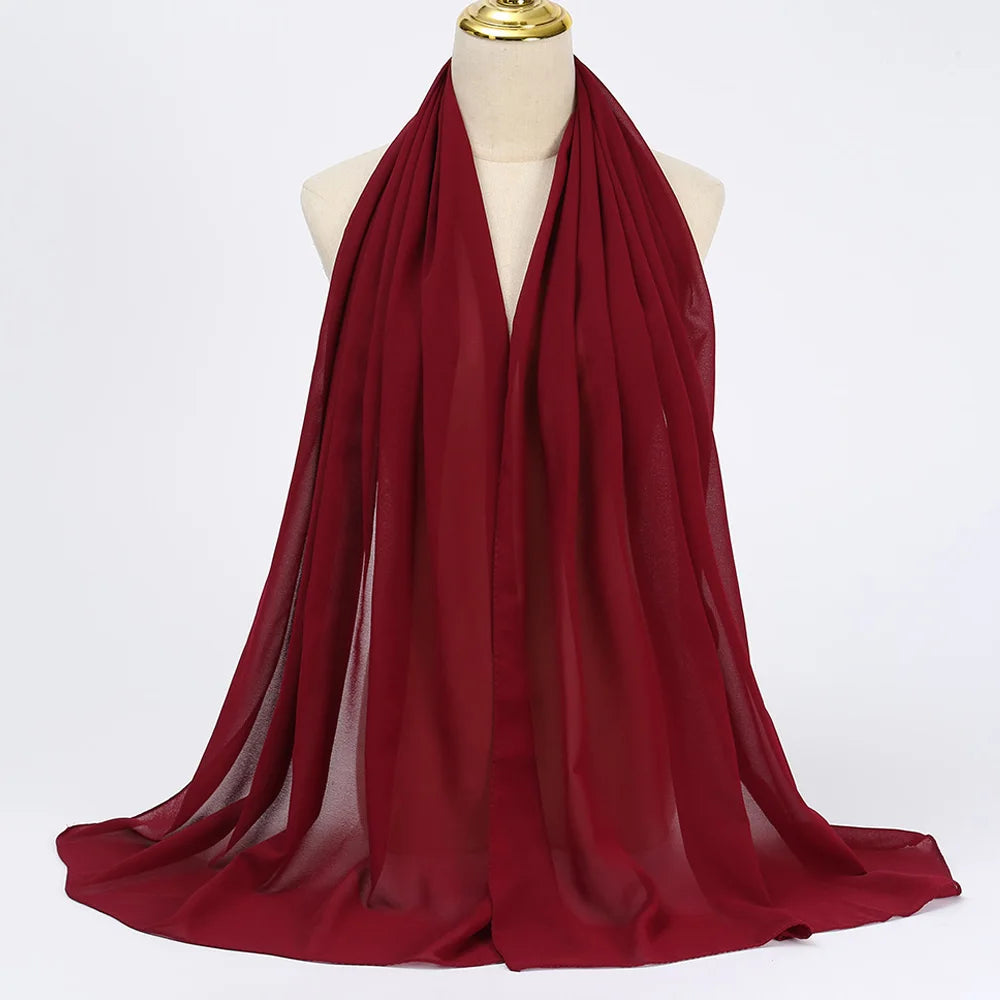 🌙 Muslim Chiffon Hijab Scarf for Women 🧣 – Solid Color Long Head Wrap Lightweight Veil | حجاب شيفون نسائي طويل – شال سادة بألوان أنيقة وخامة خفيفة