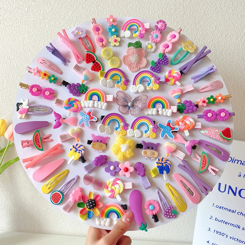 14Pcs Cartoon Baby Girl Hair Clip Set | طقم مشابك شعر كرتونية للبنات – 14 قطعة