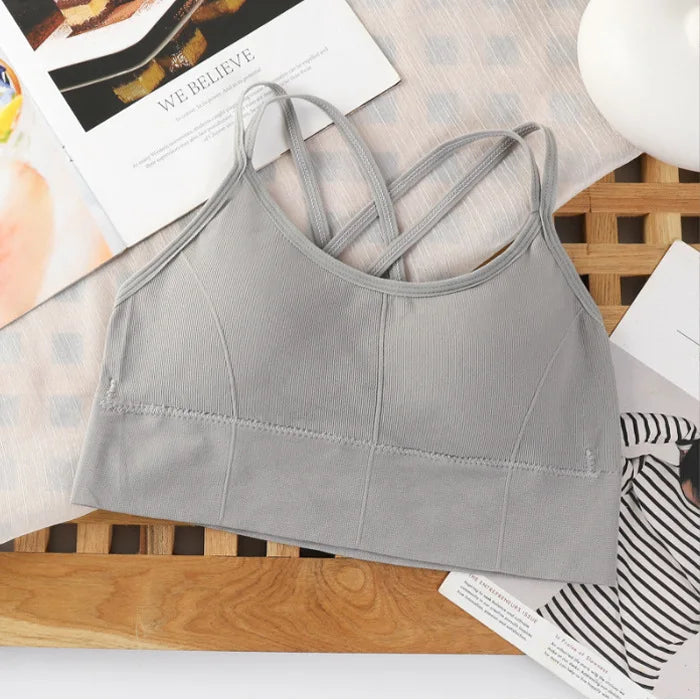 👚 Sexy Back Cross Sports Bra – Women’s Fitness & Yoga Top | حمالة صدر رياضية نسائية برباط متقاطع من الخلف – للرياضة واليوغا