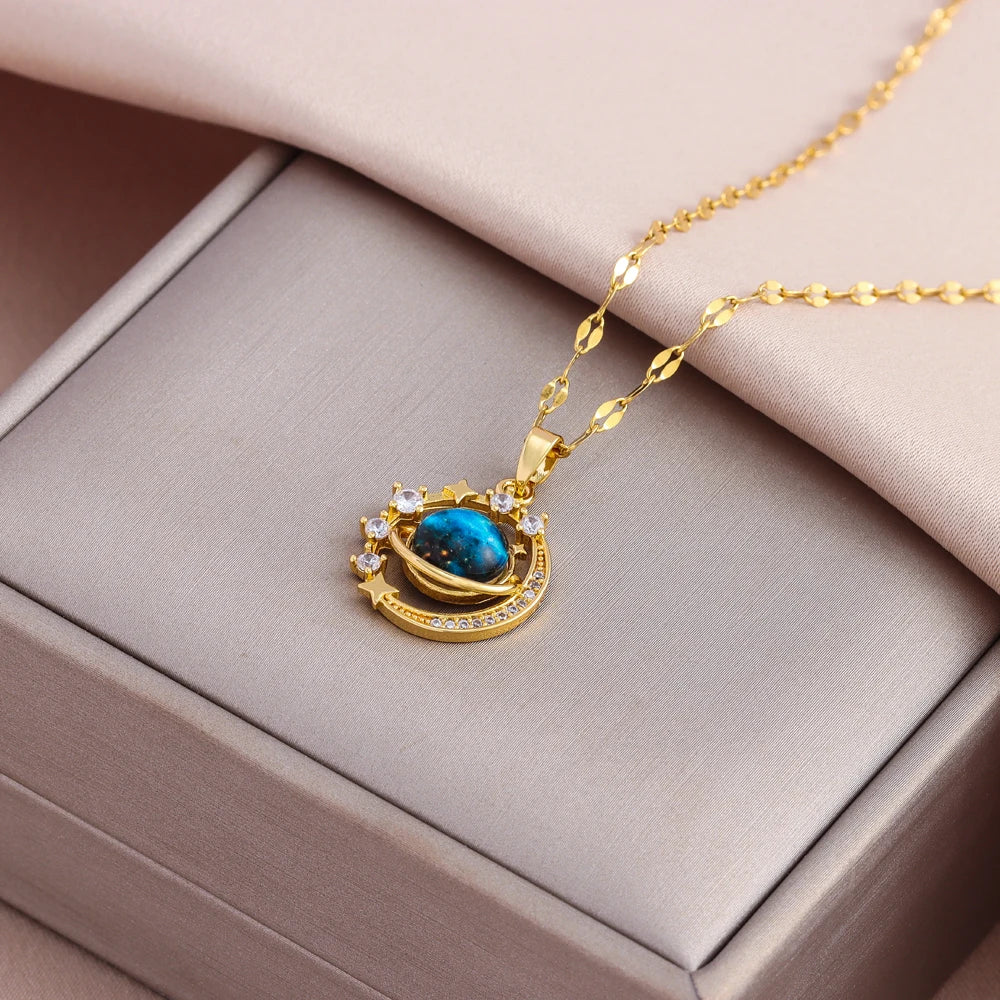 ๐ New Dream Planet Series Earth Necklace for Women ๐ โ Trendy Stainless Steel Clavicle Chain Jewelry | ุนูุฏ ูุณุงุฆู ู
ู ุณูุณูุฉ ูููุจ ุงูุฃุฑุถ โ ุณูุณูุฉ ูุถูุฉ ู
ู ุงูุณุชุงููุณ ุณุชูู ู
ูุถุฉ 2025