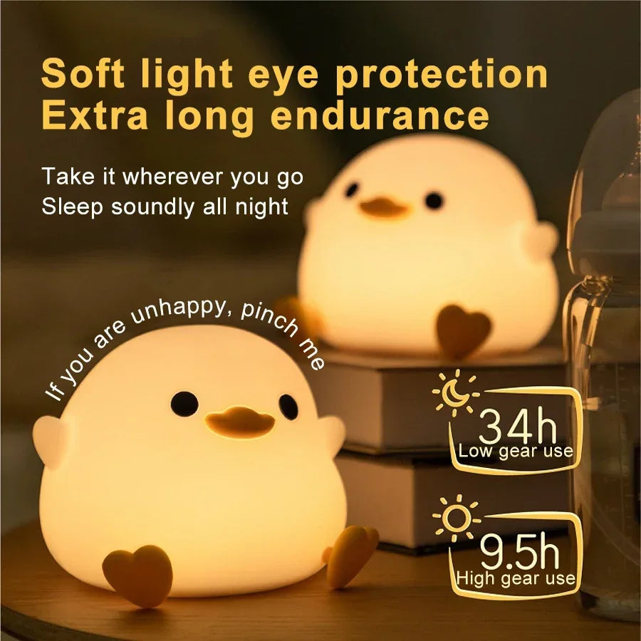 ๐ Duck Silicone Night Light ๐ค โ USB Rechargeable Touch Lamp with Timer for Kids | ู
ุตุจุงุญ ุจุทุฉ ูููู ู
ู ุงูุณูููููู โ ูุนู
ู ุจุงููู
ุณ ููุงุจู ููุดุญู ู
ุน ู
ุคูุช ููุฃุทูุงู