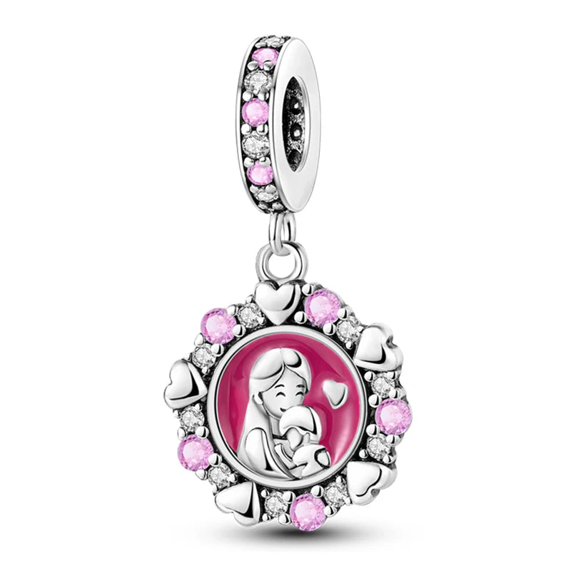 ✨ 925 Sterling Silver Mom & Daughter Heart Charm – Fits Pandora Bracelets 🔷 تعليقة قلب للأم والابنة من الفضة الإسترلينية 925 – مناسبة لأساور باندورا