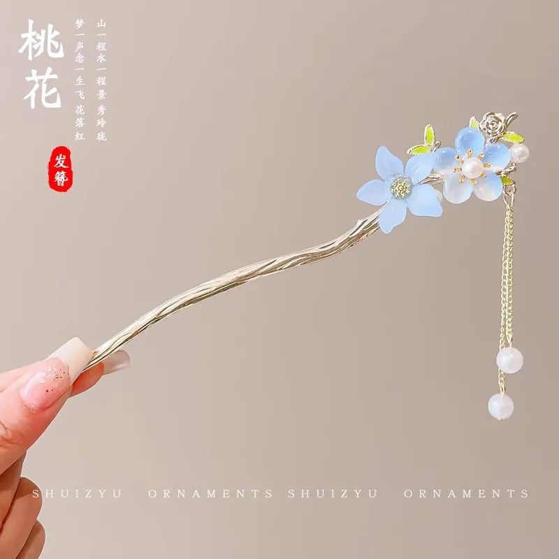 โจ Elegant Chinese Style Flower Tassel Hairpin โ Romantic Alloy Hair Accessory ๐ท ุฏุจูุณ ุดุนุฑ ุฃููู ุจุทุฑุงุฒ ุตููู ุชูููุฏู โ ู
ุฒูู ุจุฒููุฑ ูู
ุนููุงุช ุฑูู
ุงูุณูุฉ ู
ู ุงูู
ุนุฏู