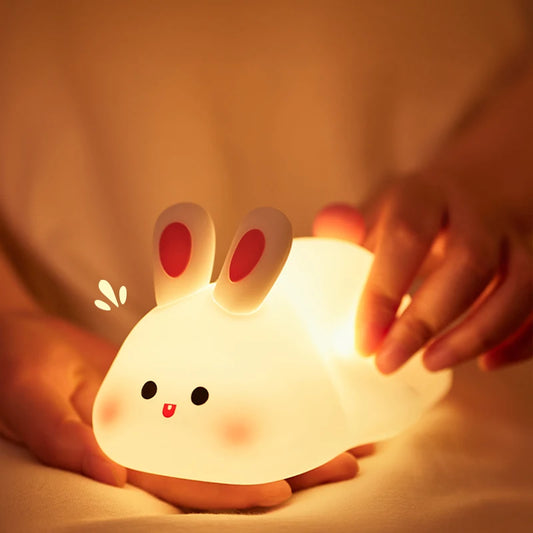 🌟 Animal Shaped LED Night Light 🐼🐰 – Cute Panda & Rabbit USB Rechargeable Lamp for Kids | مصباح ليلي LED على شكل حيوانات – باندا وأرنب لطيف قابل للشحن للأطفال