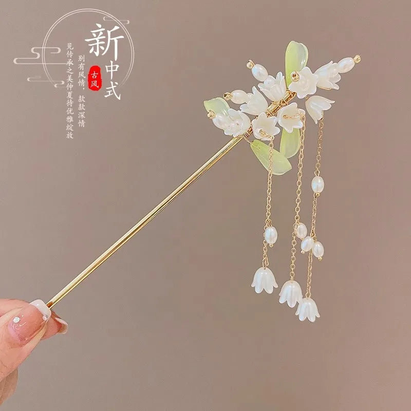 โจ Elegant Chinese Style Flower Tassel Hairpin โ Romantic Alloy Hair Accessory ๐ท ุฏุจูุณ ุดุนุฑ ุฃููู ุจุทุฑุงุฒ ุตููู ุชูููุฏู โ ู
ุฒูู ุจุฒููุฑ ูู
ุนููุงุช ุฑูู
ุงูุณูุฉ ู
ู ุงูู
ุนุฏู