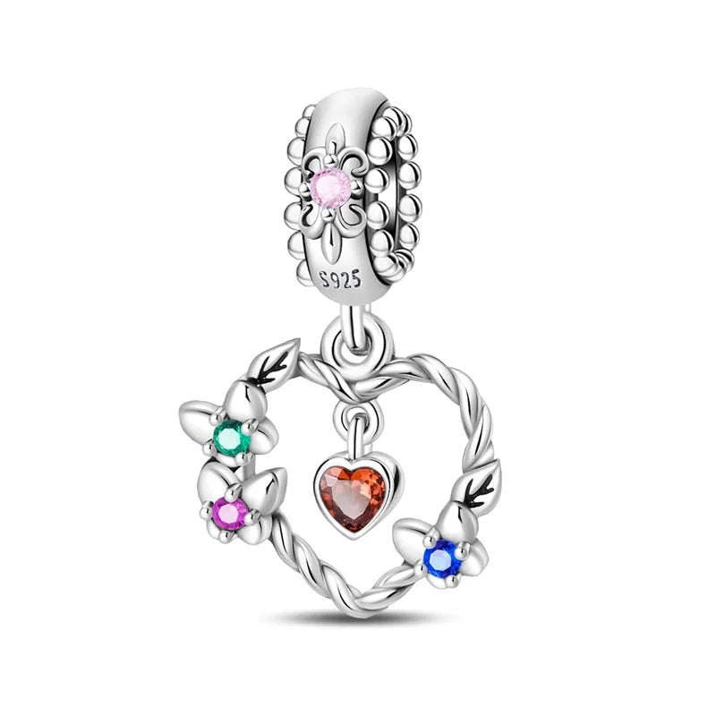 ✨ 925 Sterling Silver Mom & Daughter Heart Charm – Fits Pandora Bracelets 🔷 تعليقة قلب للأم والابنة من الفضة الإسترلينية 925 – مناسبة لأساور باندورا