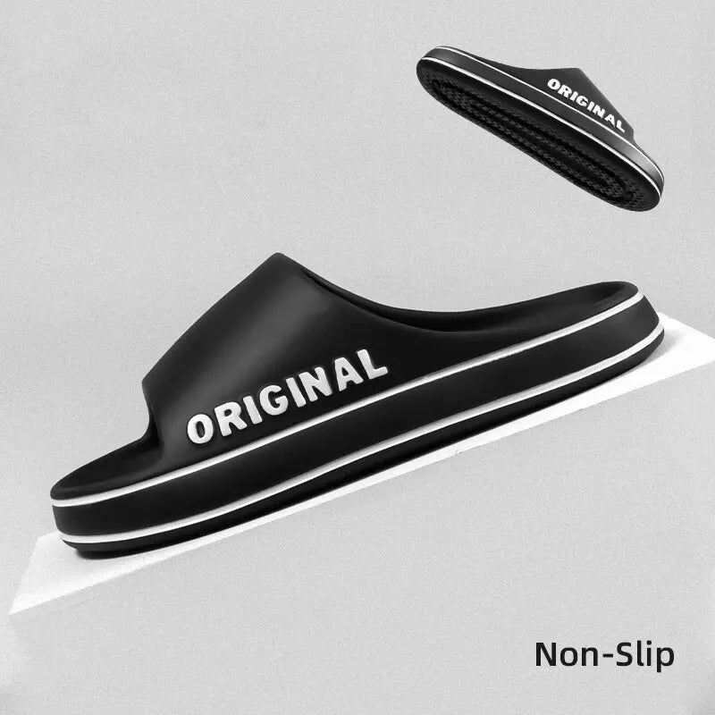 Feslishoet Unisex Letter Slides – Thick Sole Anti-Slip Summer Slippers for Beach & Indoor | شبشب Feslishoet برسومات – نعل سميك ومضاد للانزلاق للرجال والنساء، صيفي للبحر والحمام