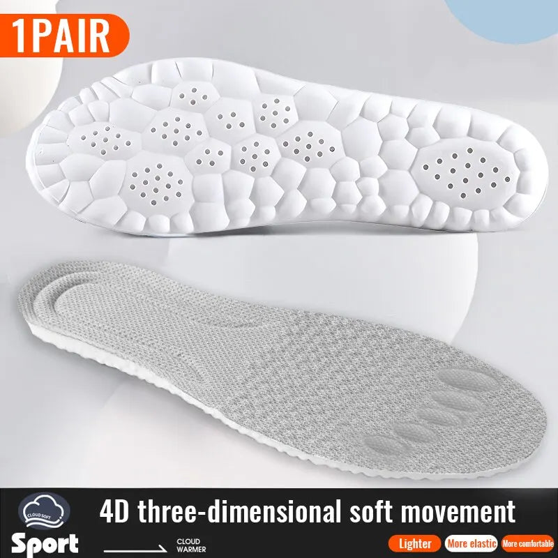 🦶 4D Shock Absorption Breathable Sport Insoles – Comfort Cushions for Men & Women | نعل رياضي داخلي بتقنية 4D – امتصاص صدمات وراحة للقدم – للرجال والنساء