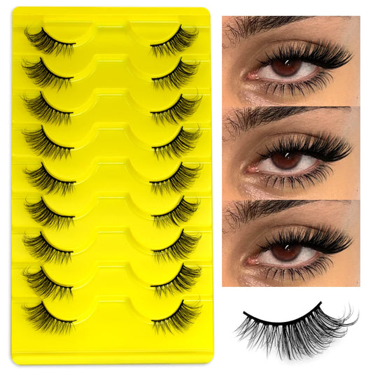 رموش نصفية ناعمة بتأثير عيون القطة - GROINNEYA Soft Half Cat Eye False Eyelashes (5/7/10 Pairs)
