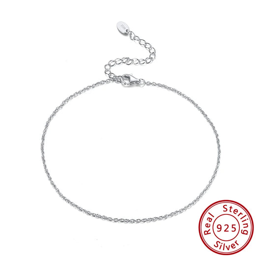 Rinntin S925 Sterling Silver Ankle Chain – Elegant Summer Foot Bracelet for Women & Girls | خلخال نسائي أنيق من الفضة الأصلية S925 من Rinntin – إكسسوار قدم عصري لصيف البحر والمناسبات
