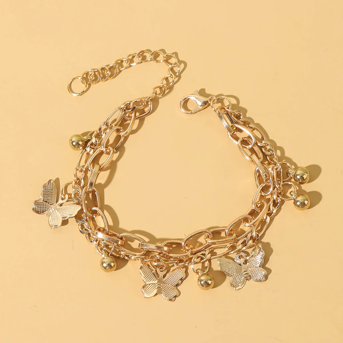 1PC Women's Fashion Trend Zinc Alloy Multilayer Steel Ball Love Bracelet Travel, Date, Banquet, Party, Festival Dressing Gifts