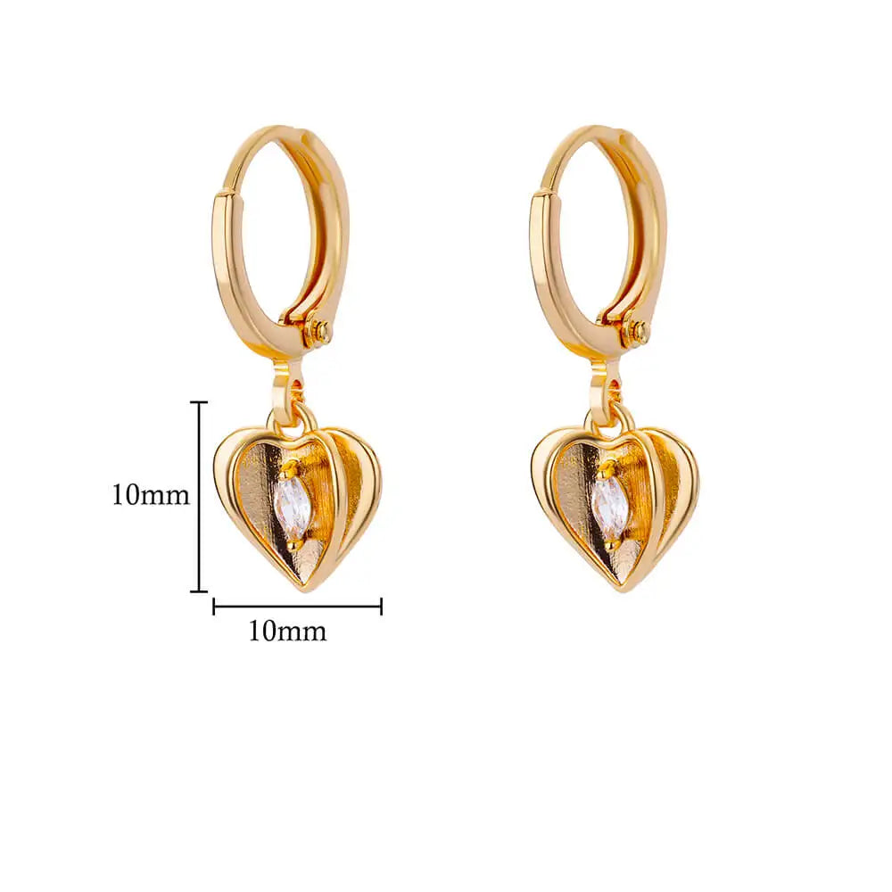✨ Luxury Zircon Heart & Moon Hoop Earrings – Imitation Pearl Stainless Steel Wedding Jewelry 🔷 أقراط دائرية فاخرة بزركون وقلب وهلال – تصميم أنيق مع لؤلؤ صناعي من الستانلس ستيل