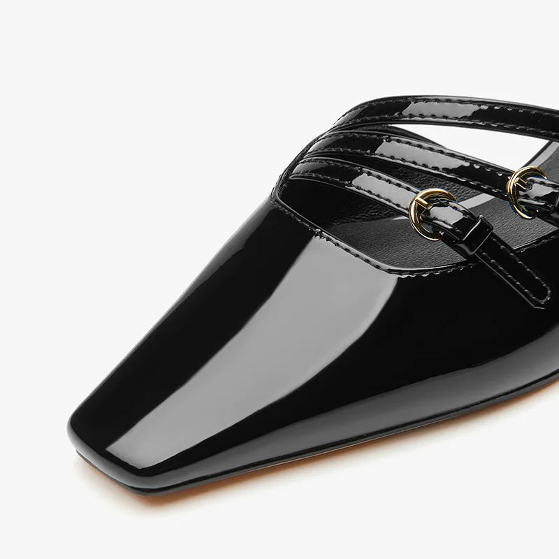 BEAUTODAY Women’s Patent Leather Mary Jane Pumps – Handmade Pointed-Toe Party Shoes with Buckle Straps | حذاء ماري جين نسائي من BEAUTODAY – جلد لامع بطرف مدبب ورباط إبزيم يدوي الصنع للحفلات