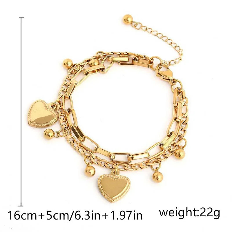 1PC Women's Fashion Trend Zinc Alloy Multilayer Steel Ball Love Bracelet Travel, Date, Banquet, Party, Festival Dressing Gifts