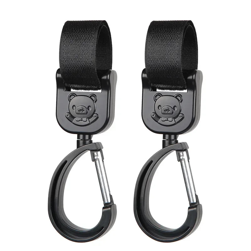 🪝 360° Rotating Baby Stroller Hooks – Universal Organizer Hangers for Pram & Cart | خطاف دوّار 360° لعربات الأطفال – لتعليق الشنط وتوفير المساحة