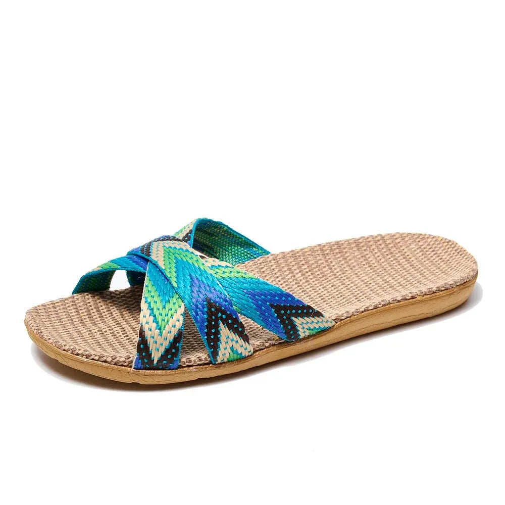 Women’s Lightweight Linen Indoor Slippers – Breathable Home Shoes for Ladies & Couples | شباشب منزلية نسائية خفيفة من الكتان – مريحة وقابلة للتهوية للاستخدام المنزلي للأزواج