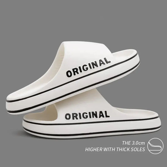 Feslishoet Unisex Letter Slides – Thick Sole Anti-Slip Summer Slippers for Beach & Indoor | شبشب Feslishoet برسومات – نعل سميك ومضاد للانزلاق للرجال والنساء، صيفي للبحر والحمام