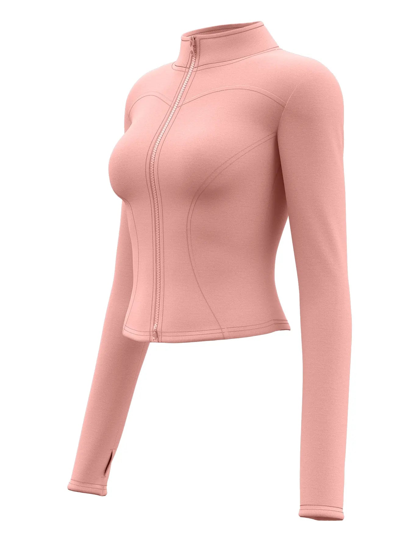 🔥 Women’s Slimming Workout Jacket 💪 – Full-Zip Long Sleeve Yoga & Fitness Top with Stand Collar | جاكيت رياضي نسائي مشد للخصر – سحاب كامل وأكمام طويلة لليوغا والجري
