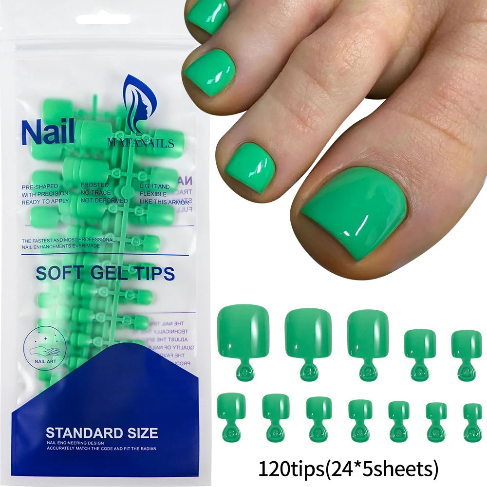 GlossyFit 144pcs Press-On Square Toenails – Full Coverage Glam in 4 Elegant Colors | غلام تو نيل – ١٤٤ ظفر صناعي قصير بتصميم مربع وألوان أنيقة