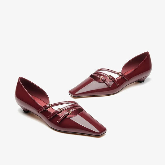 BEAUTODAY Women’s Patent Leather Mary Jane Pumps – Handmade Pointed-Toe Party Shoes with Buckle Straps | حذاء ماري جين نسائي من BEAUTODAY – جلد لامع بطرف مدبب ورباط إبزيم يدوي الصنع للحفلات