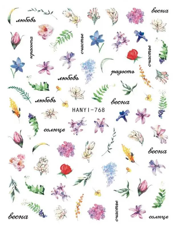 1Pc 3D Nail Sticker Colorful Pattern Press on Nail Decals Wave Gold Ink Blooming Marble Design Slider DIY Nail Art Decorations