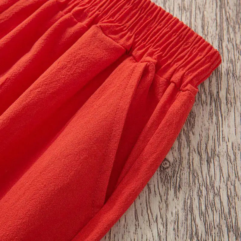 🌞 Women’s Cotton-Linen Harem Pants 👖 – Summer Loose Casual 9/10 Length Trousers with Elastic Waist | بنطال نسائي حريم صيفي واسع – قطن وكتان بخصر مطاطي وقصة 9/10 مريحة وأنيقة