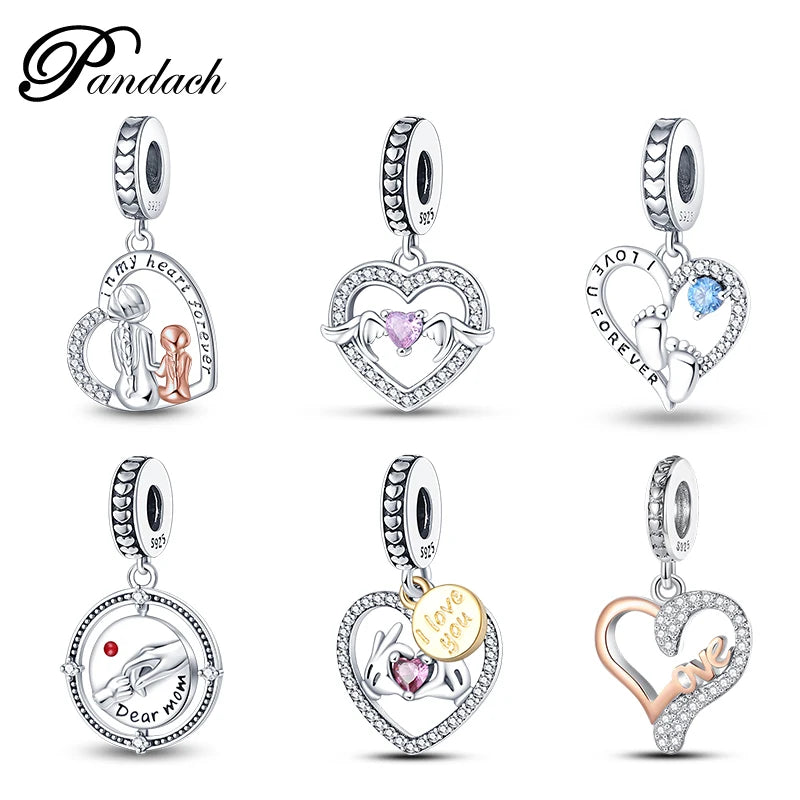 ✨ 925 Sterling Silver Mom & Daughter Heart Charm – Fits Pandora Bracelets 🔷 تعليقة قلب للأم والابنة من الفضة الإسترلينية 925 – مناسبة لأساور باندورا