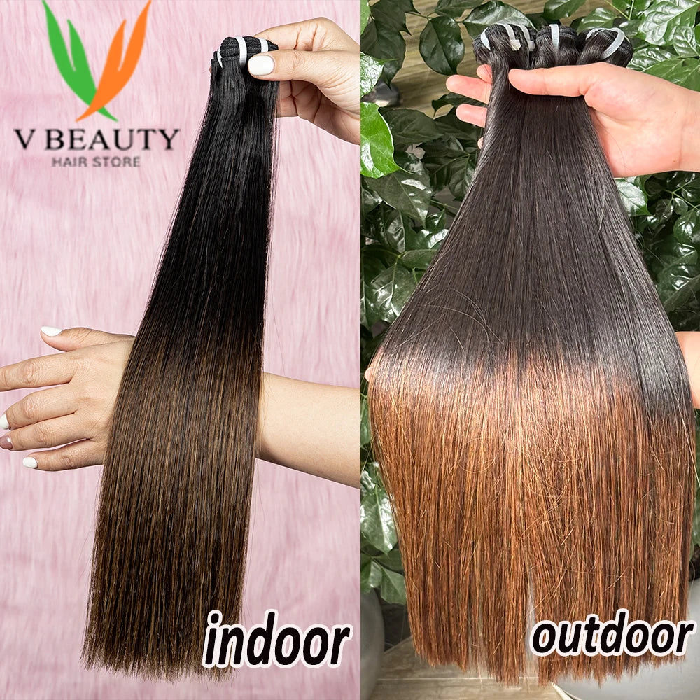 ✨ V Beauty Honey Color Virgin Hair Bundles – 16A Bone Straight Double Weft 🔷 خصلات شعر طبيعي خام بلون العسل – فردي مستقيم، مزدوج النسج من نوع 16A، غير معالج
