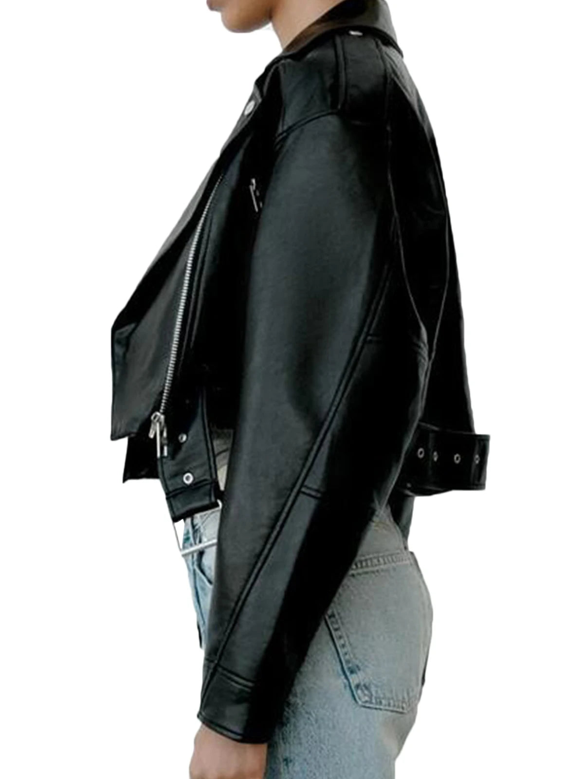 🖤 Fitaylor Women’s Faux Leather Jacket 🧥 – Casual Short PU Biker Coat with Zipper & Lapel | جاكيت جلد صناعي نسائي قصير – تصميم كاجوال بسحّاب وياقة كلاسيكية بأسلوب موتوسيكل