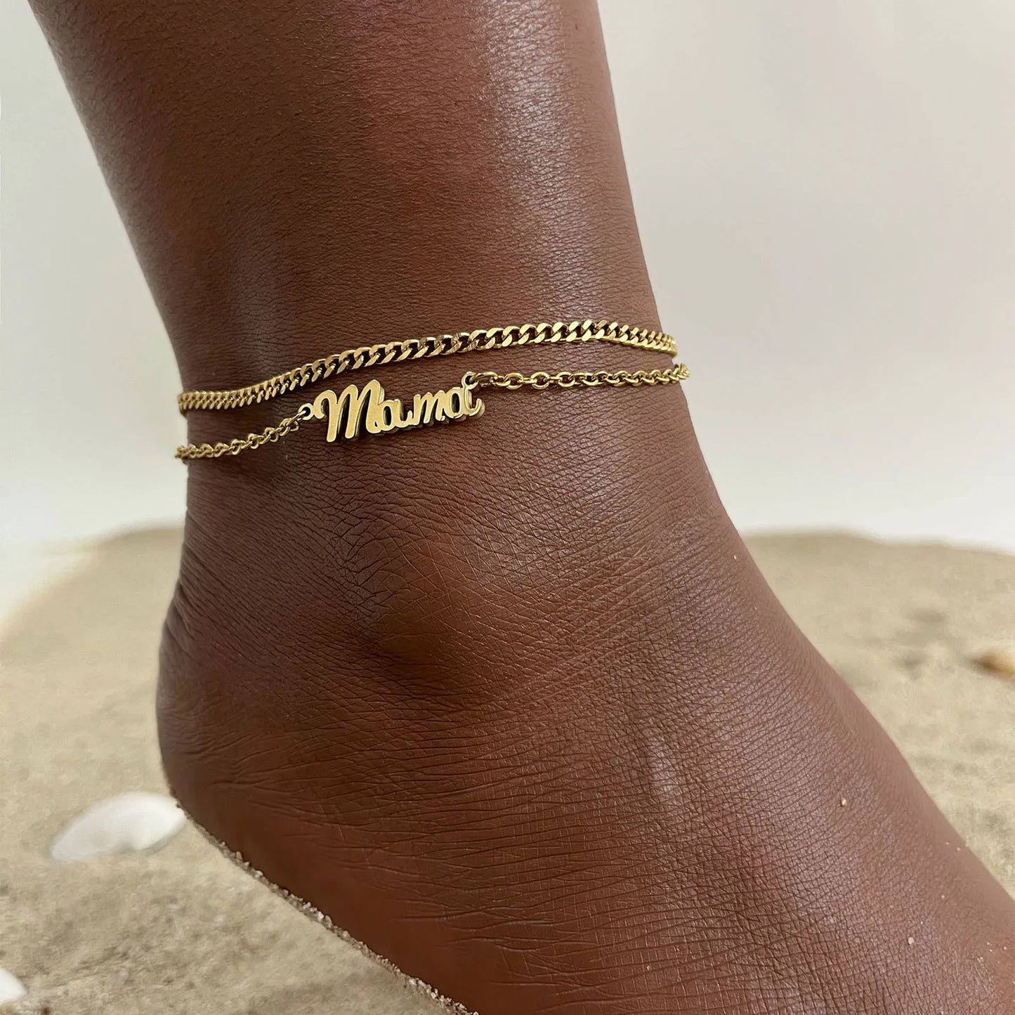 Vnox Personalized Name Anklet – Custom Gold Stainless Steel Chain Bracelet for Women | خلخال مخصص باسم من Vnox – سلسلة من الستانلس ستيل الذهبي بتصميم شخصي أنيق للنساء