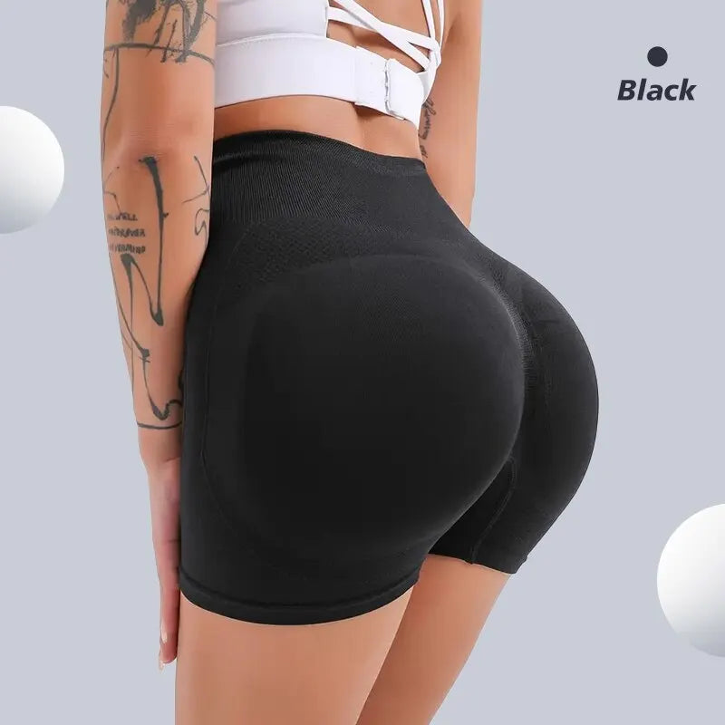 🍑 Women's High-Waist Booty Lifting Shorts – Tummy Control Smile Yoga Pants | شورت رياضي نسائي خصر عالي – رفع للمؤخرة وتحكم في البطن بتصميم سمايل