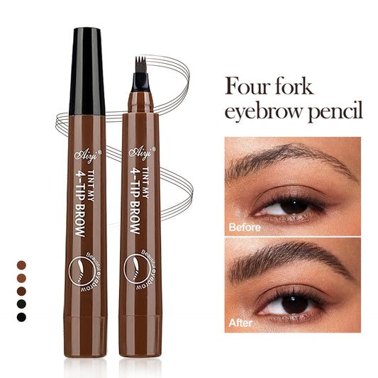 4-Pronged Waterproof Eyebrow Pencil – Long-Lasting, Smudge-Proof, Natural Brow Definition | قلم حواجب بأربعة رؤوس – ضد الماء والتلطخ، يدوم طويلًا لتحديد طبيعي للحواجب