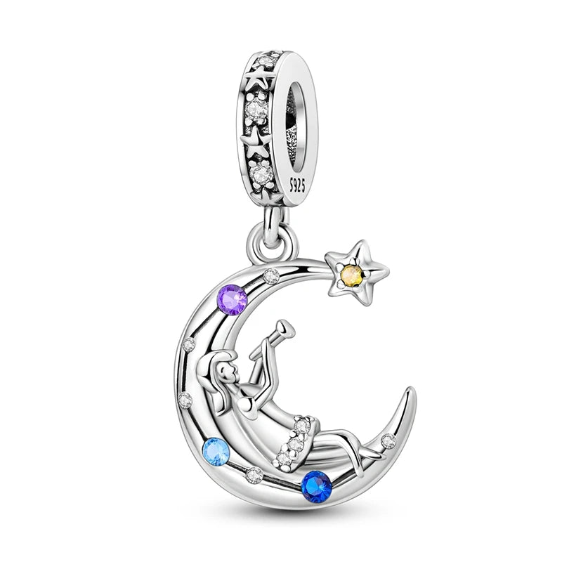 ✨ 925 Sterling Silver Mom & Daughter Heart Charm – Fits Pandora Bracelets 🔷 تعليقة قلب للأم والابنة من الفضة الإسترلينية 925 – مناسبة لأساور باندورا