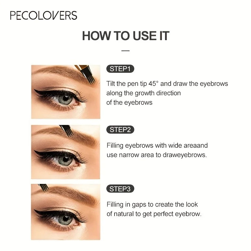 قلم وشم حواجب ضد الماء بأطراف رباعية – 6 ألوان طبيعية | Waterproof 4-Tip Eyebrow Tattoo Pen – 6 Natural Colors