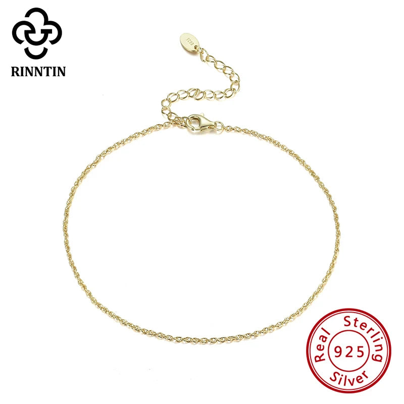 Rinntin S925 Sterling Silver Ankle Chain – Elegant Summer Foot Bracelet for Women & Girls | خلخال نسائي أنيق من الفضة الأصلية S925 من Rinntin – إكسسوار قدم عصري لصيف البحر والمناسبات
