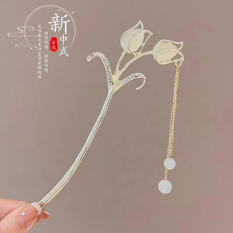 โจ Elegant Chinese Style Flower Tassel Hairpin โ Romantic Alloy Hair Accessory ๐ท ุฏุจูุณ ุดุนุฑ ุฃููู ุจุทุฑุงุฒ ุตููู ุชูููุฏู โ ู
ุฒูู ุจุฒููุฑ ูู
ุนููุงุช ุฑูู
ุงูุณูุฉ ู
ู ุงูู
ุนุฏู