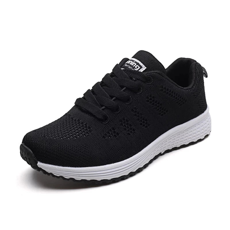 Women’s Fashion Mesh Sneakers – Breathable Flat Vulcanized Gym & Walking Shoes | سنيكرز نسائي شبكي أنيق – أحذية رياضية مسطحة قابلة للتهوية للمشي والتمارين