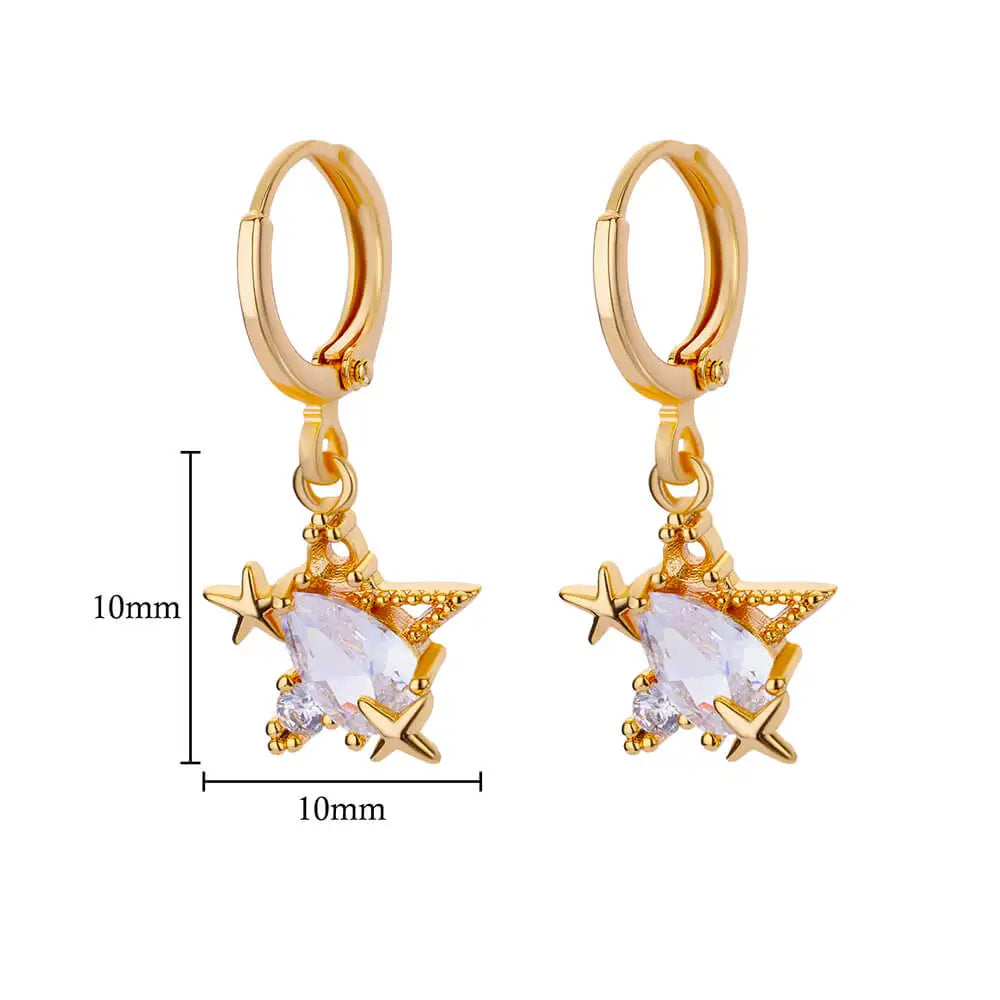 ✨ Luxury Zircon Heart & Moon Hoop Earrings – Imitation Pearl Stainless Steel Wedding Jewelry 🔷 أقراط دائرية فاخرة بزركون وقلب وهلال – تصميم أنيق مع لؤلؤ صناعي من الستانلس ستيل