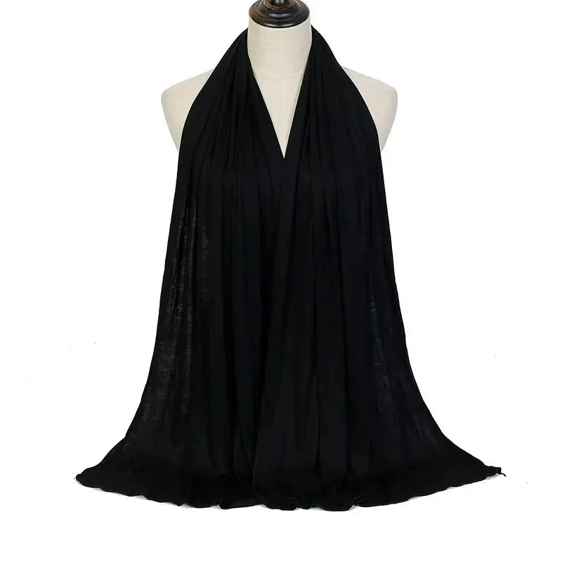 🌙 Modal Cotton Jersey Hijab Scarf 🧣 – Soft Plain Long Head Wrap for Women (170x60cm) | حجاب شيفون قطني ناعم – شال طويل سادة بربطة مرنة للنساء (170×60 سم)