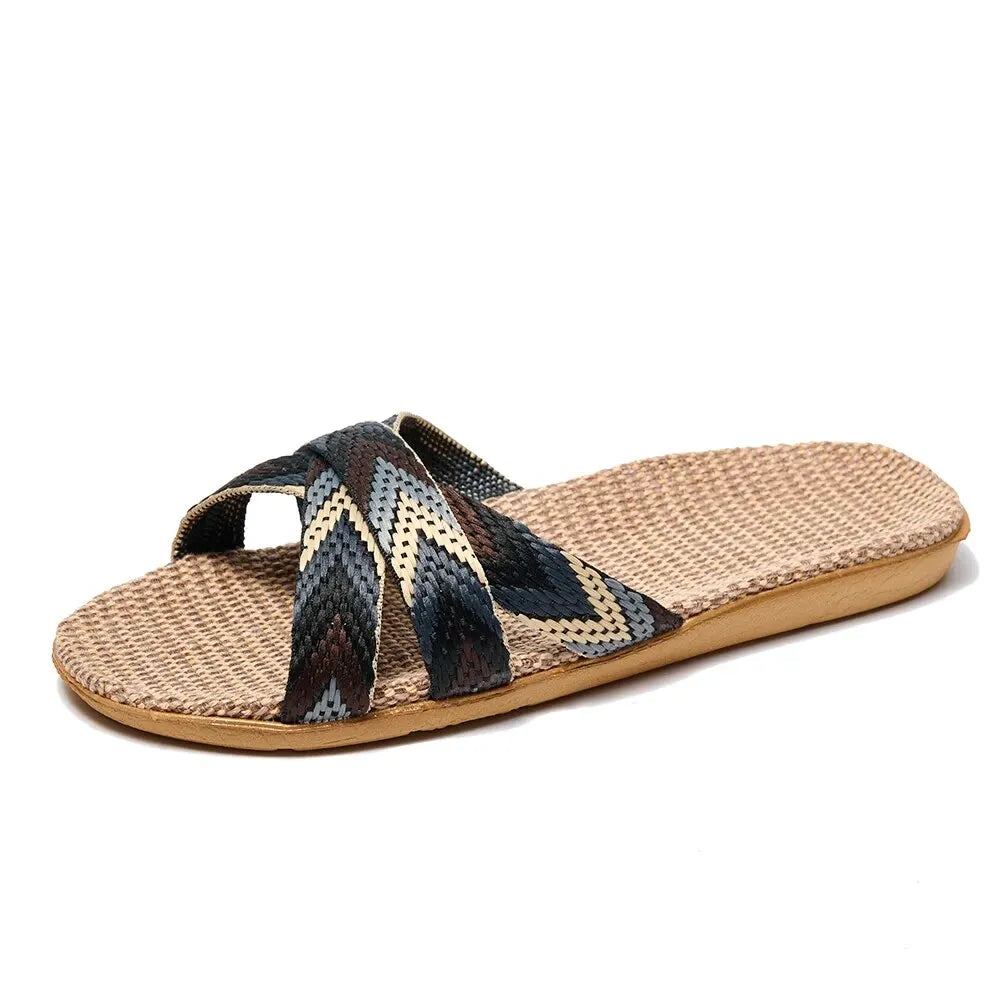 Women’s Lightweight Linen Indoor Slippers – Breathable Home Shoes for Ladies & Couples | شباشب منزلية نسائية خفيفة من الكتان – مريحة وقابلة للتهوية للاستخدام المنزلي للأزواج