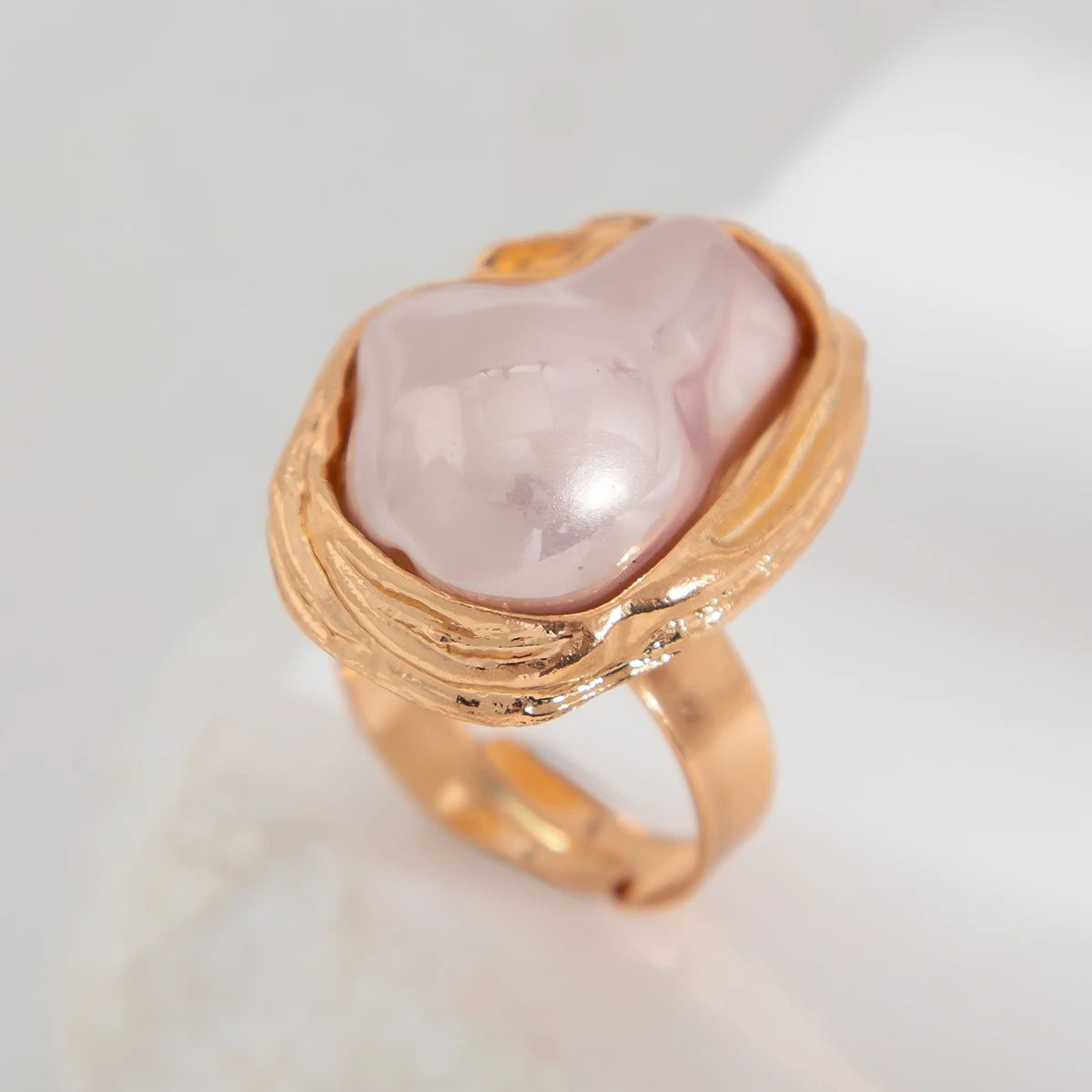 ✨ PuRui Semi-Baroque Pearl Adjustable Ring – Punk Aesthetic Wedding Jewelry 🔷 خاتم بيرل ستايل بانك بحبة لؤلؤ شبه باروكية – تصميم مفتوح قابل للتعديل للزفاف والمناسبات