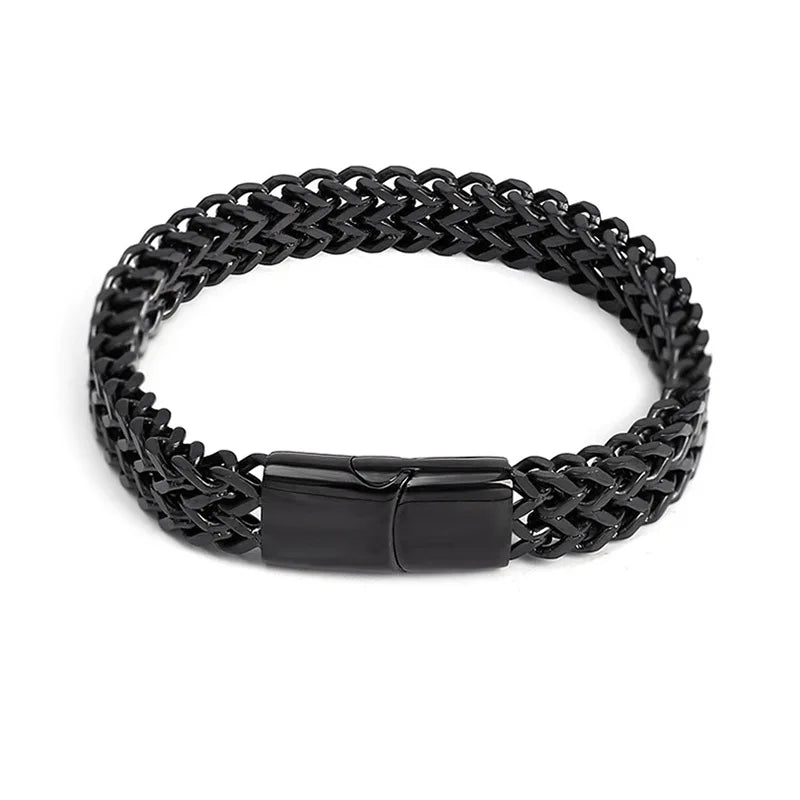 🔗 Men’s Double-Layer Stainless Steel Braided Bracelet | سوار رجالي مزدوج الطبقة من الفولاذ المضفور – تصميم عصري وهيب هوب