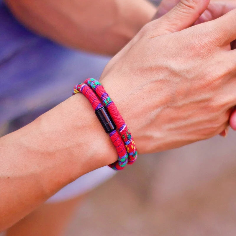 ✨ Men's Bohemia Magnetic Rope Bracelet – Adventure Surf & Beach Style 🔷 سوار رجالي بوهو بحبل مغناطيسي – ستايل المغامرة والشاطئ والسيرف